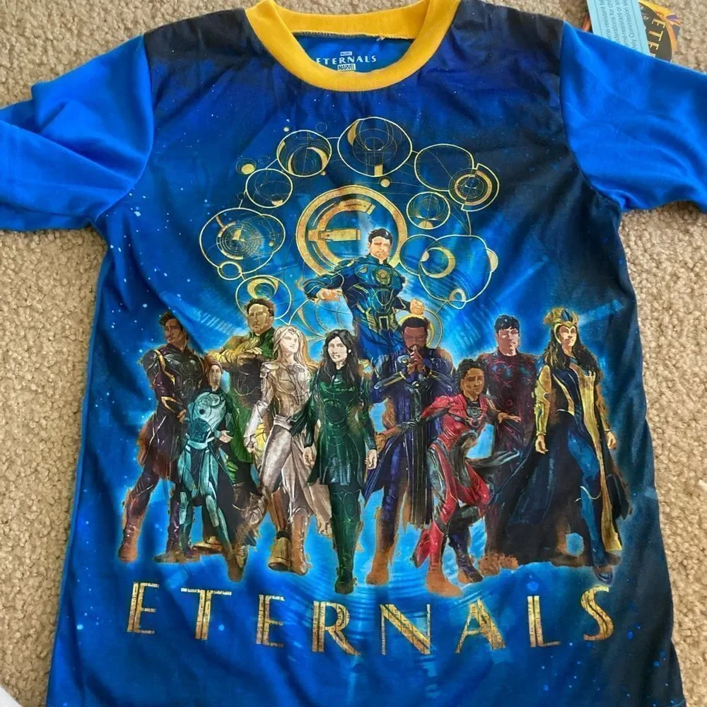 Boys Blue and Yellow Marvel Eternals Pajamas NWT